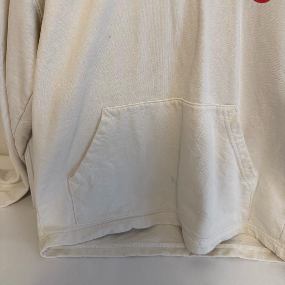 Madhappy Cream Hoodie with Blue and Red Logo and stitching - Picture 5 of 13